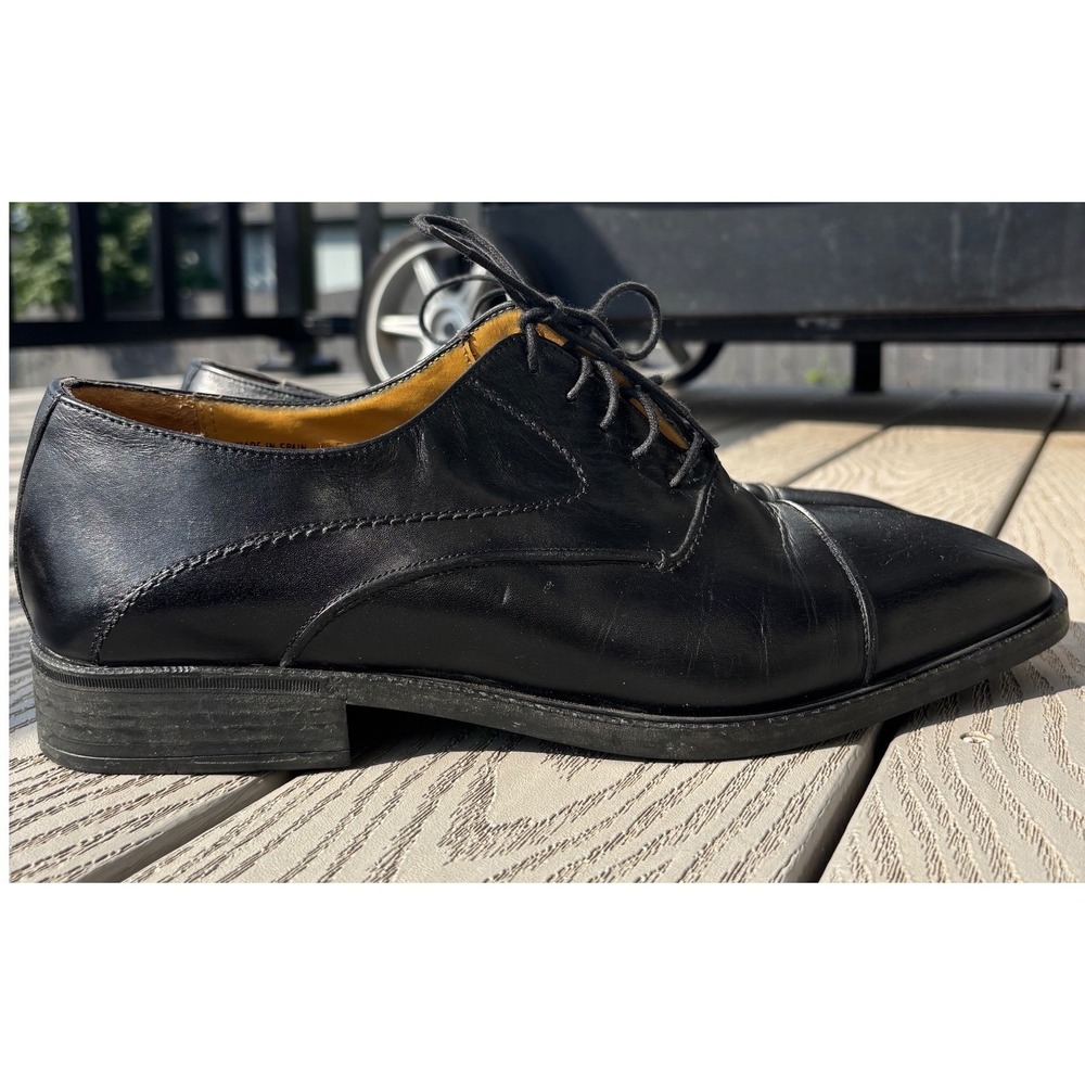 Men Mezlan Tavira Modern Cap Toe Oxford 10.5 Black Leather Blalmoral Shoes Spain